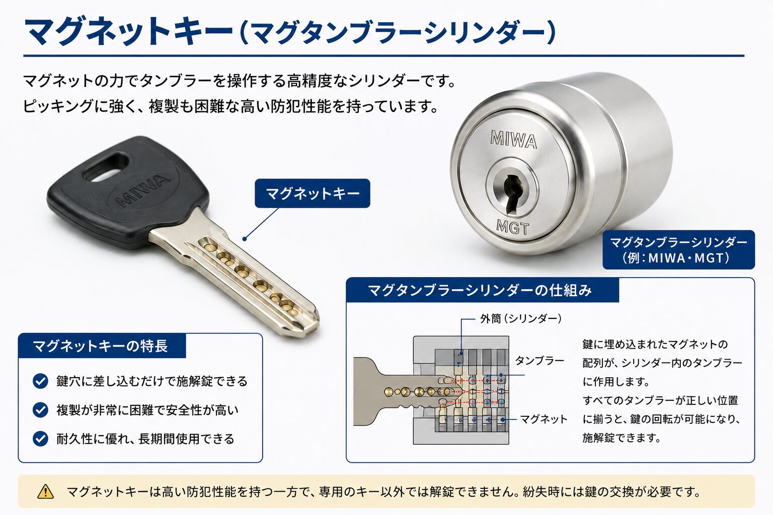 マグネットキー（マグタンブラーシリンダー）の構造解説
